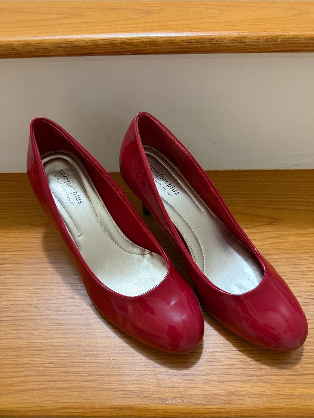 comfort plus by Predictions Red Patent Mid-Heel Pumps